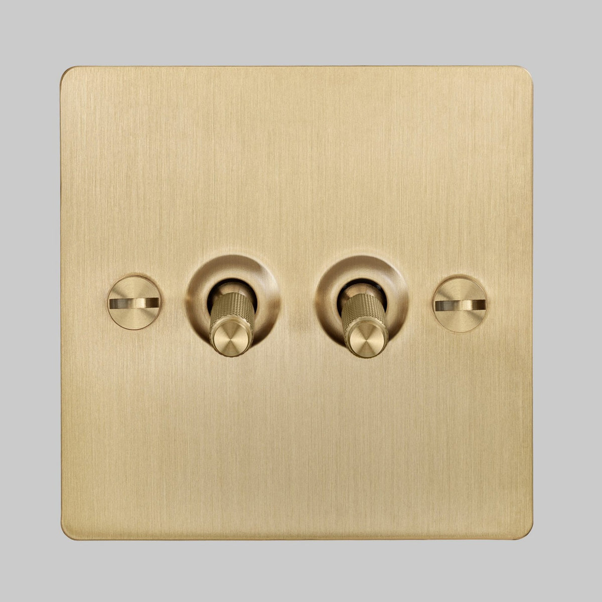 Two Gang 2-Way Light Switch in Solid Brass with Knurled Toggles