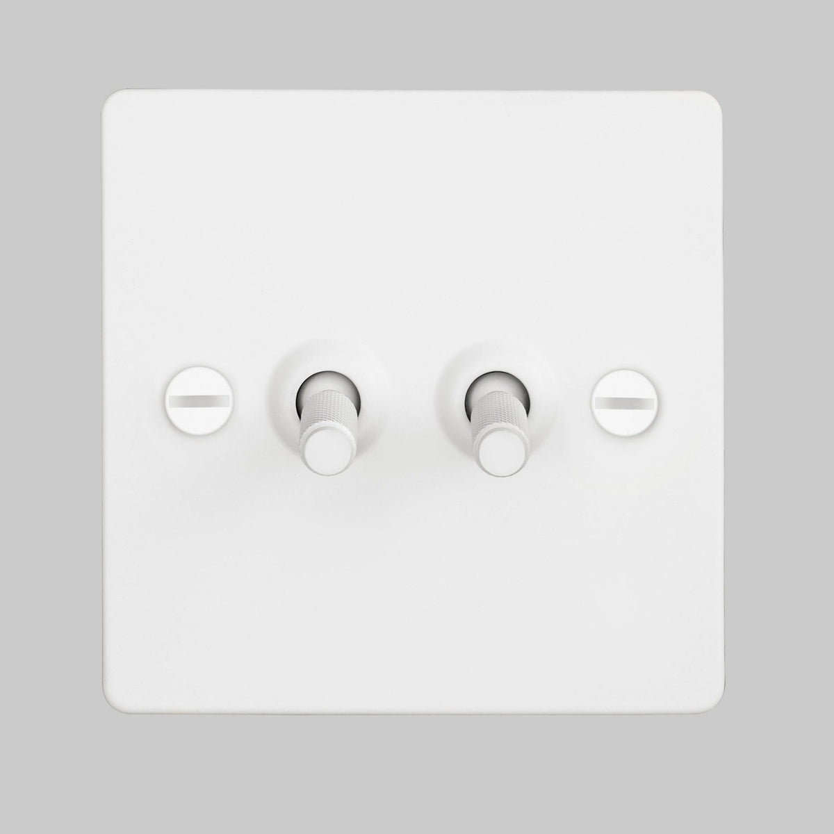 Two Gang 2-Way Light Switch in White with Knurled Toggles