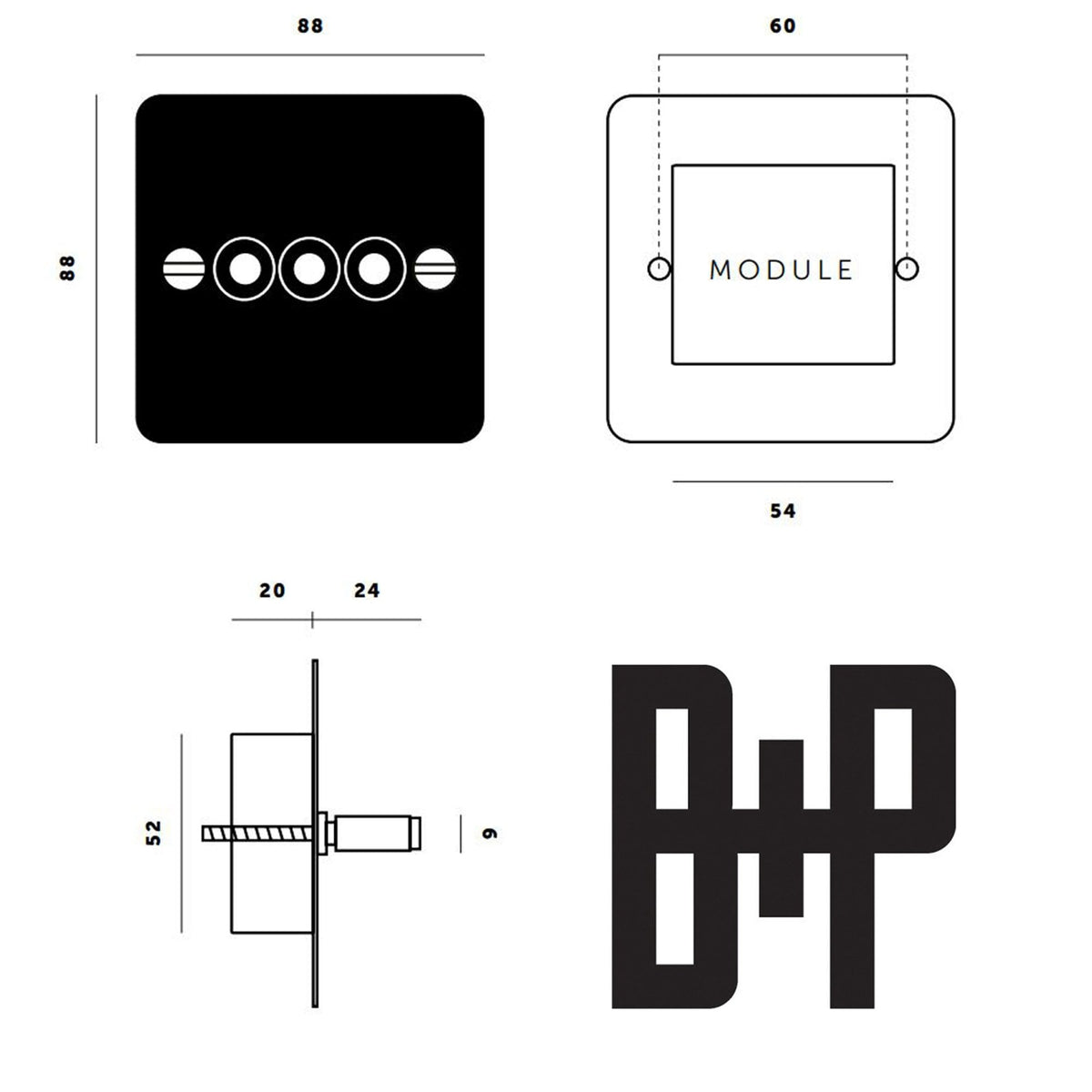 Three Gang 2-Way Light Switch in Black & Steel with Knurled Toggles
