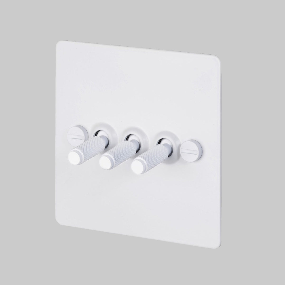 Three Gang 2-Way Light Switch in White with Knurled Toggles