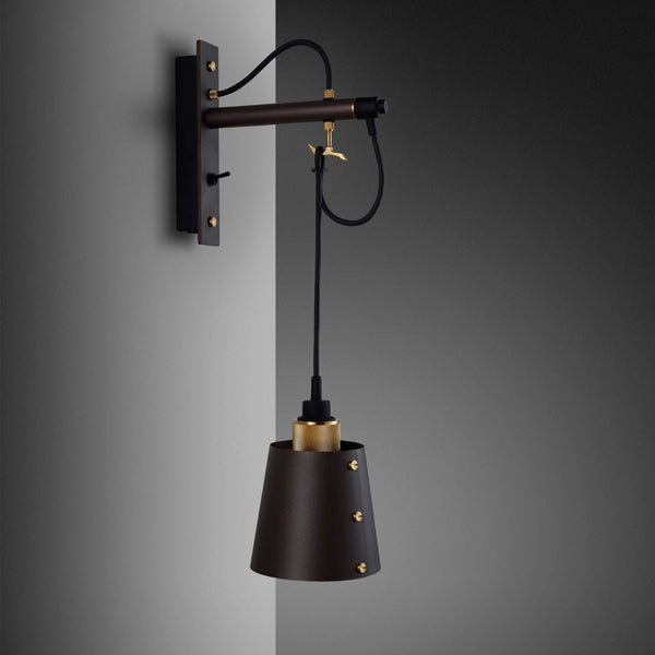 Hooked Small Switched Wall Light in Graphite and Brass Finish