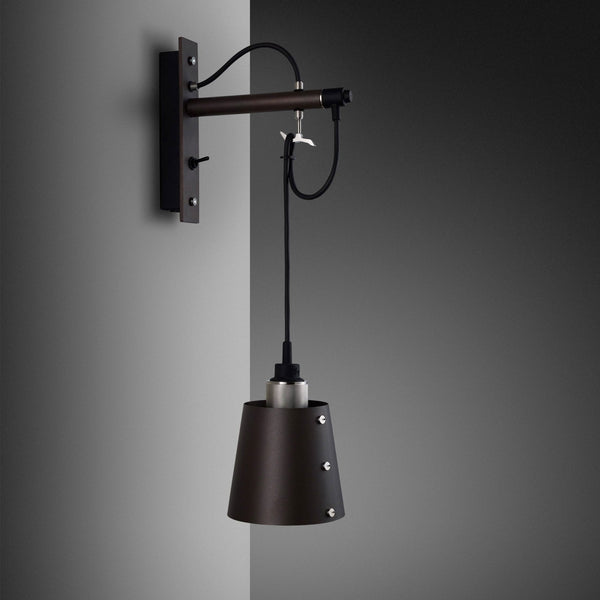 Hooked Small Switched Wall Light in Graphite and Steel Finish
