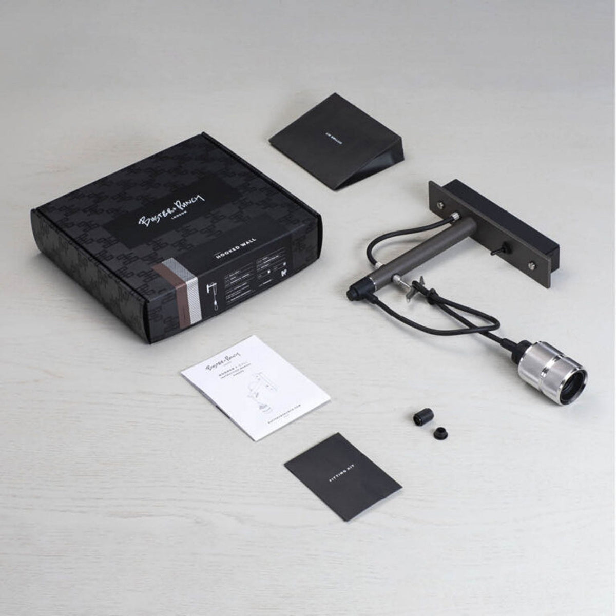 Hooked Small Switched Wall Light in Graphite and Steel Finish