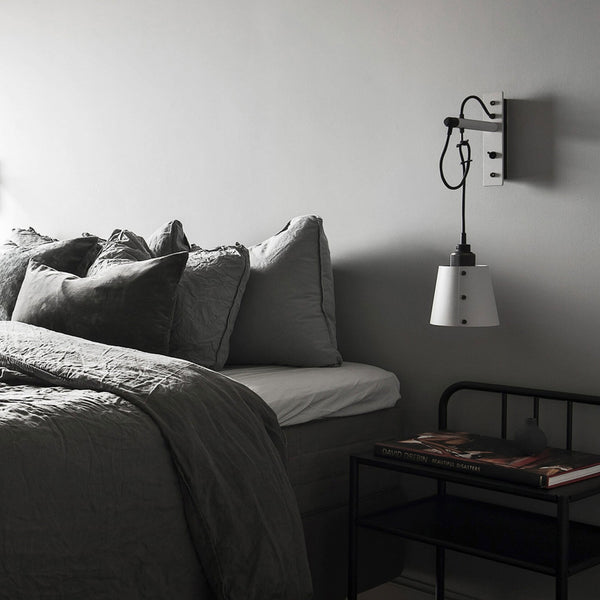 Hooked Small Switched Wall Light in Stone and Smoked Bronze Finish