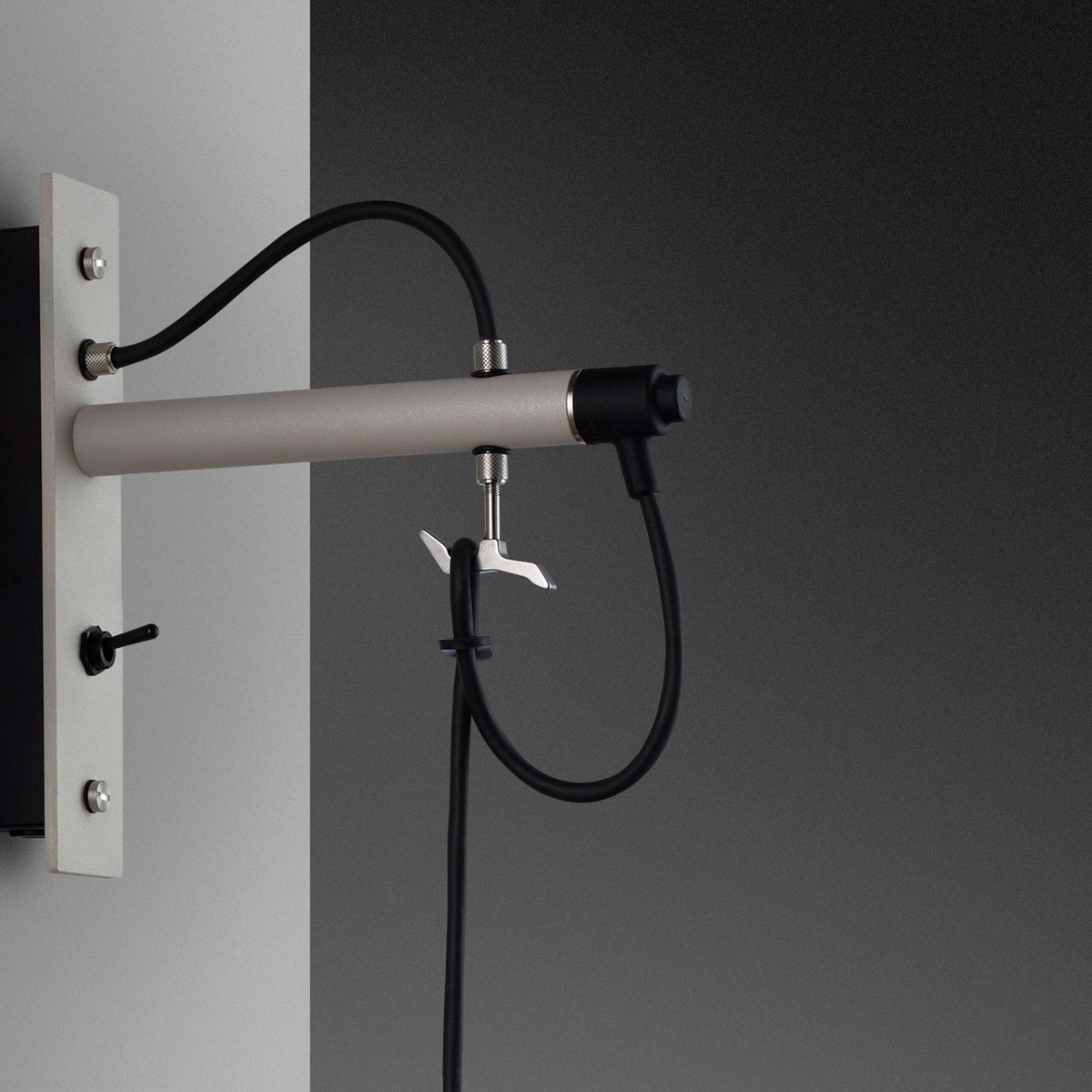 Hooked Small Switched Wall Light in Stone and Steel Finish