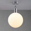 Forked Ceiling Light in a Steel Finish with Large Opal Globe