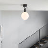 Forked Ceiling Light in a Gun Metal Finish with Medium Opal Globe