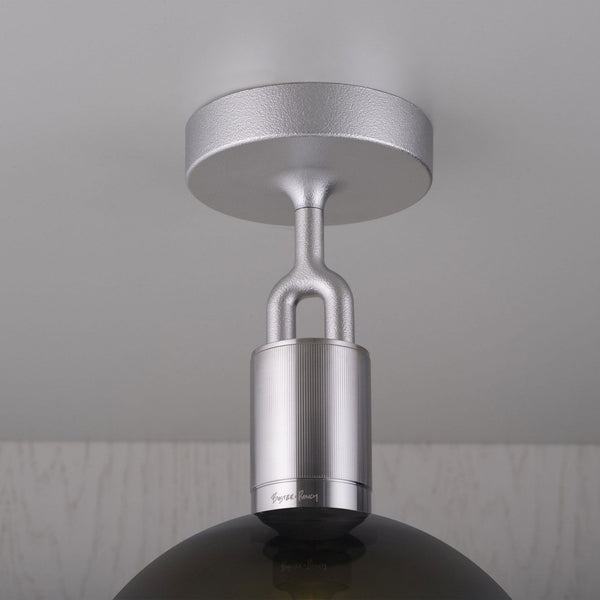 Forked Ceiling Light in a Steel Finish with Large Smoked Globe
