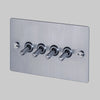 Four Gang 2-Way Light Switch in Steel with Knurled Toggles