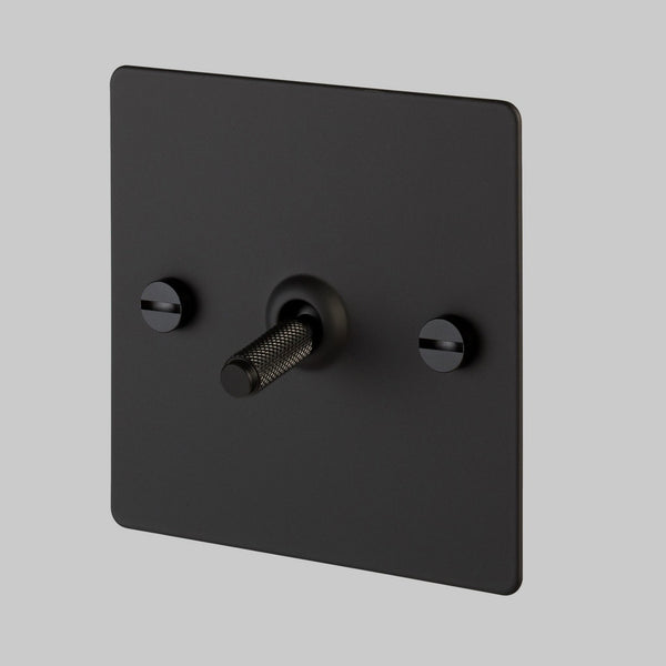 One Gang 3-Way Intermediate Light Switch in Black with Knurled Toggle