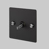 One Gang 3-Way Intermediate Light Switch in Black & Steel with Knurled Toggle