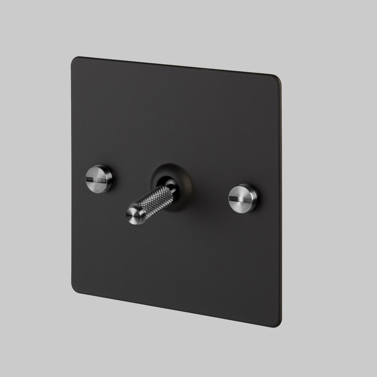 One Gang 3-Way Intermediate Light Switch in Black & Steel with Knurled Toggle
