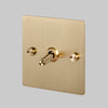 One Gang 3-Way Intermediate Light Switch in Solid Brass with Knurled Toggle
