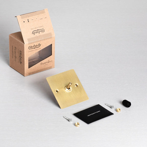 One Gang 3-Way Intermediate Light Switch in Solid Brass with Knurled Toggle