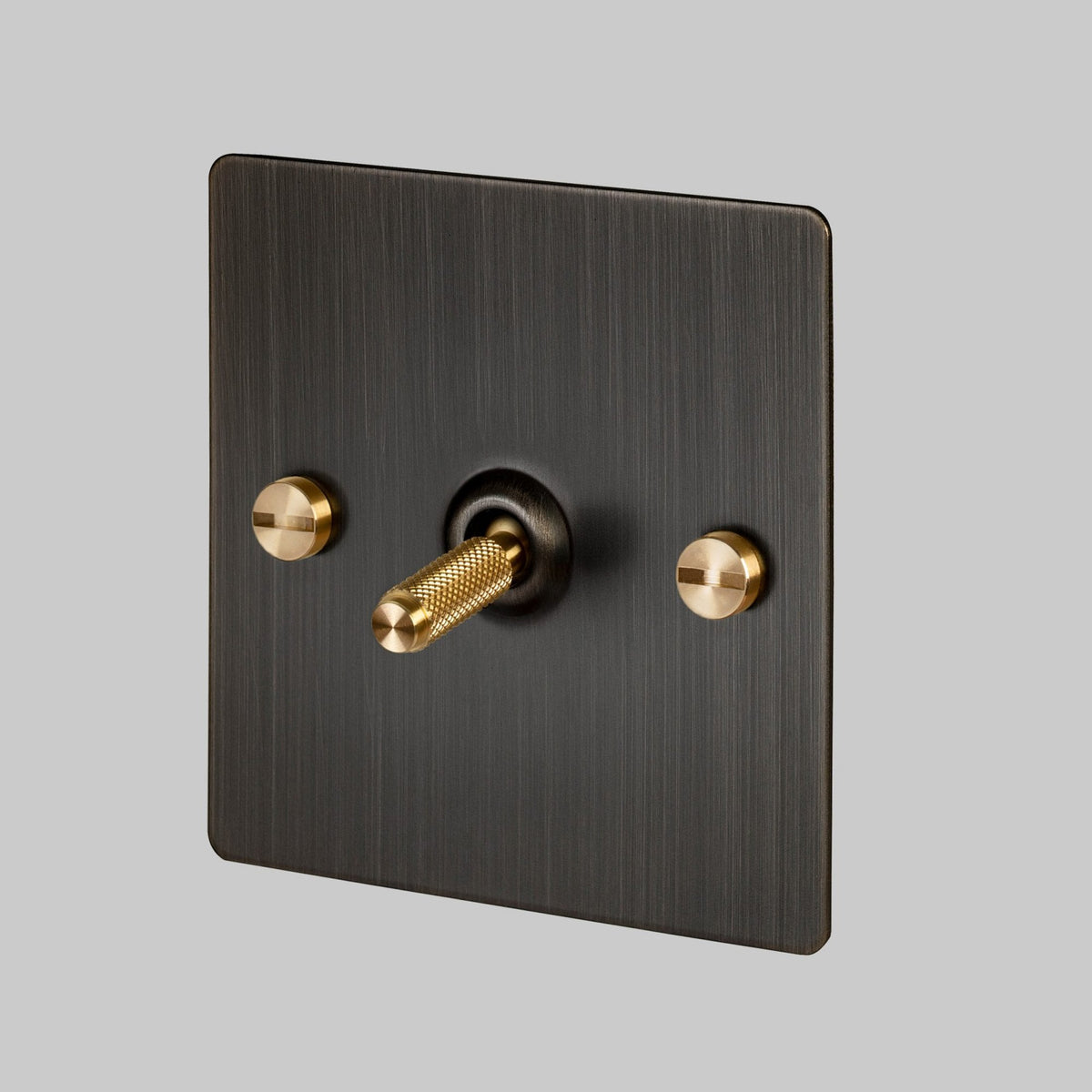 One Gang 3-Way Intermediate Light Switch in Smoked Bronze & Brass with Knurled Toggle