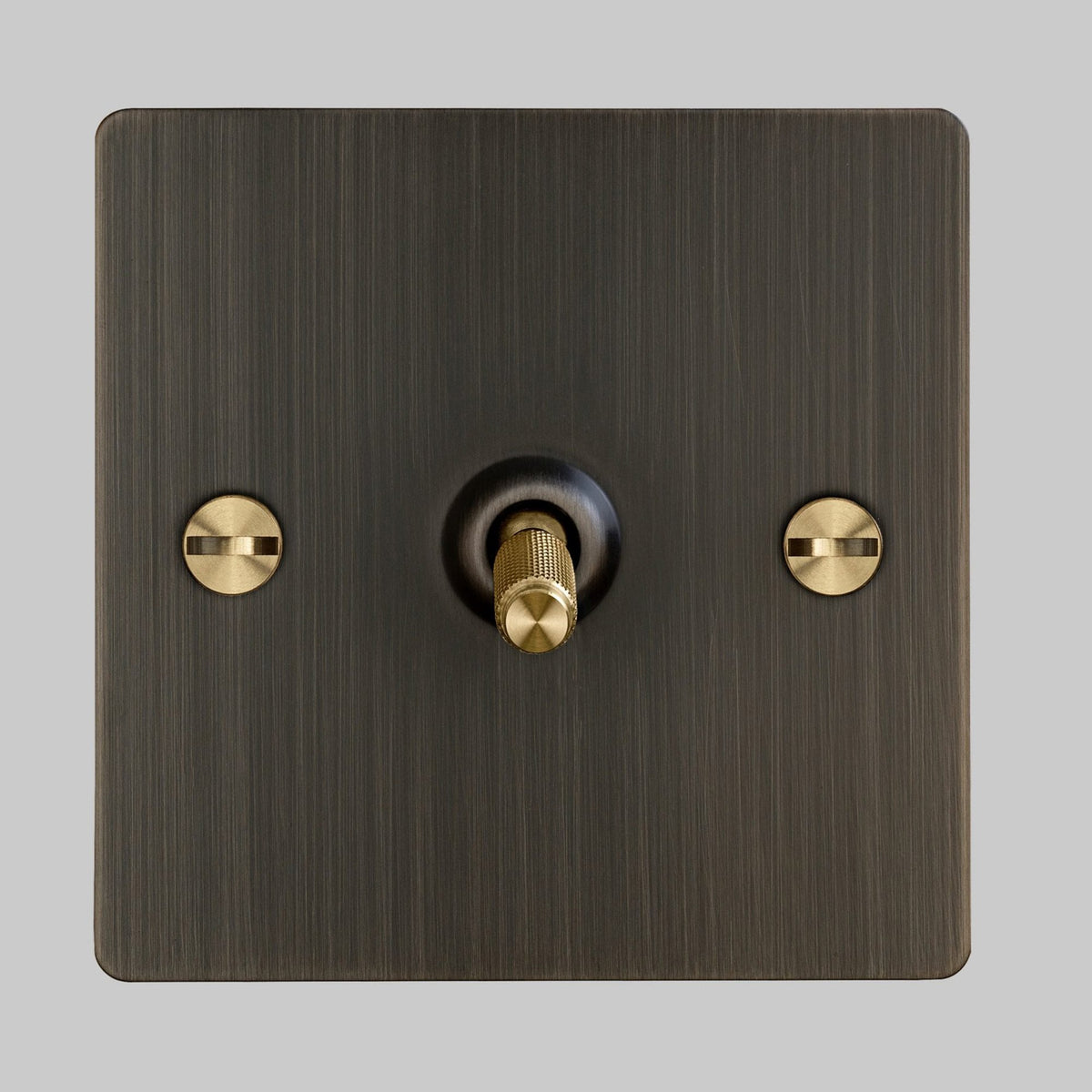 One Gang 3-Way Intermediate Light Switch in Smoked Bronze & Brass with Knurled Toggle