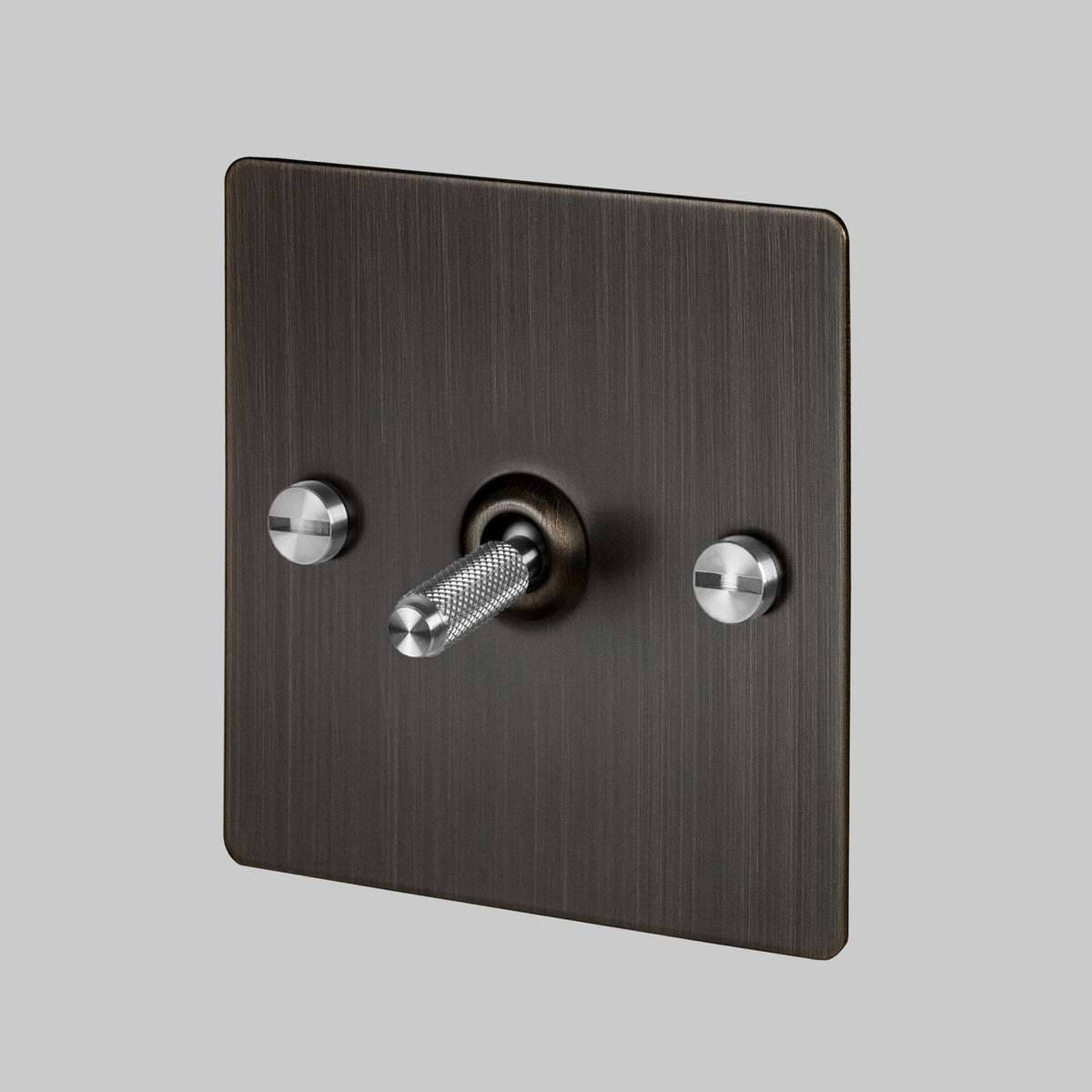 One Gang 3-Way Intermediate Light Switch in Smoked Bronze & Steel with Knurled Toggle