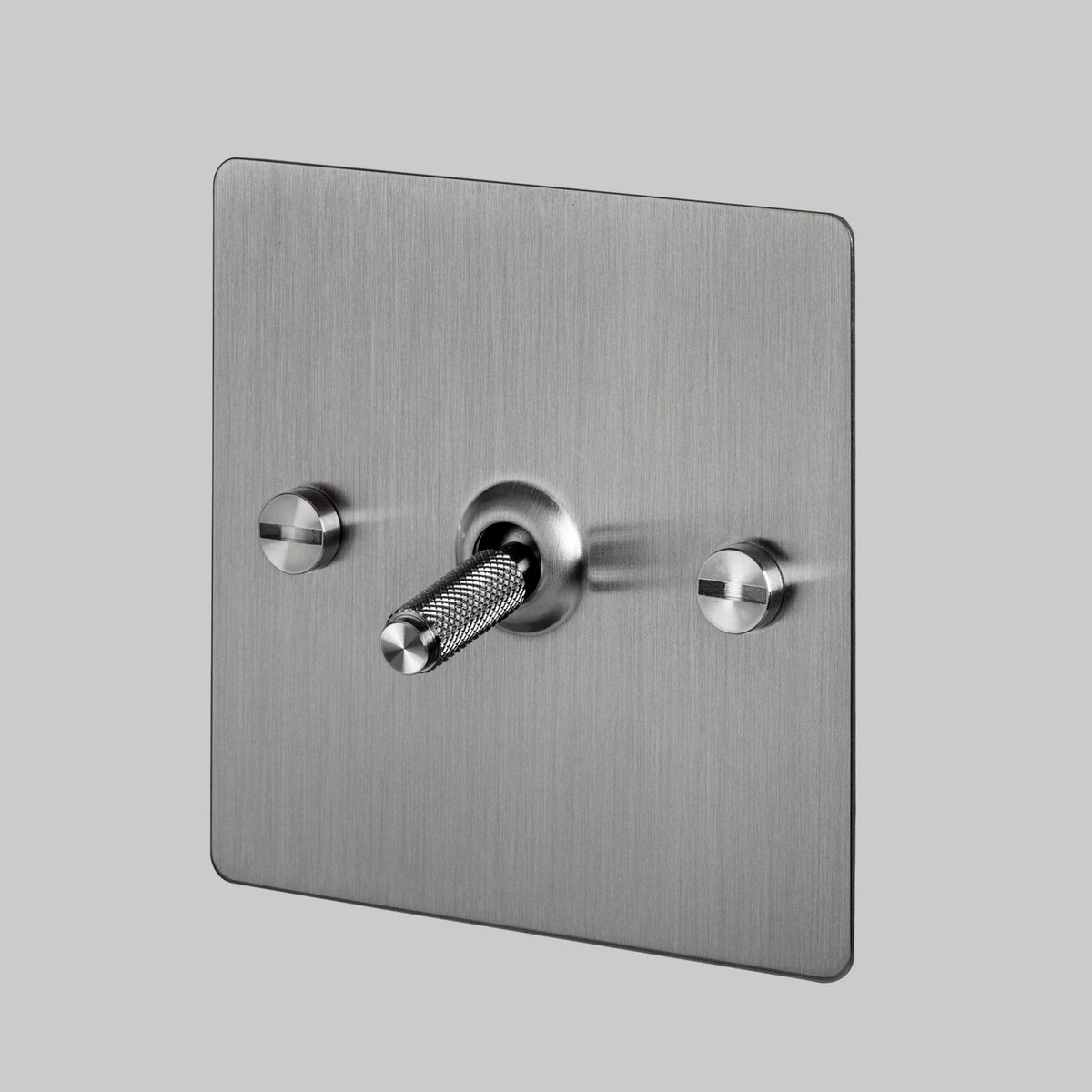 One Gang 3-Way Intermediate Light Switch in Steel with Knurled Toggle