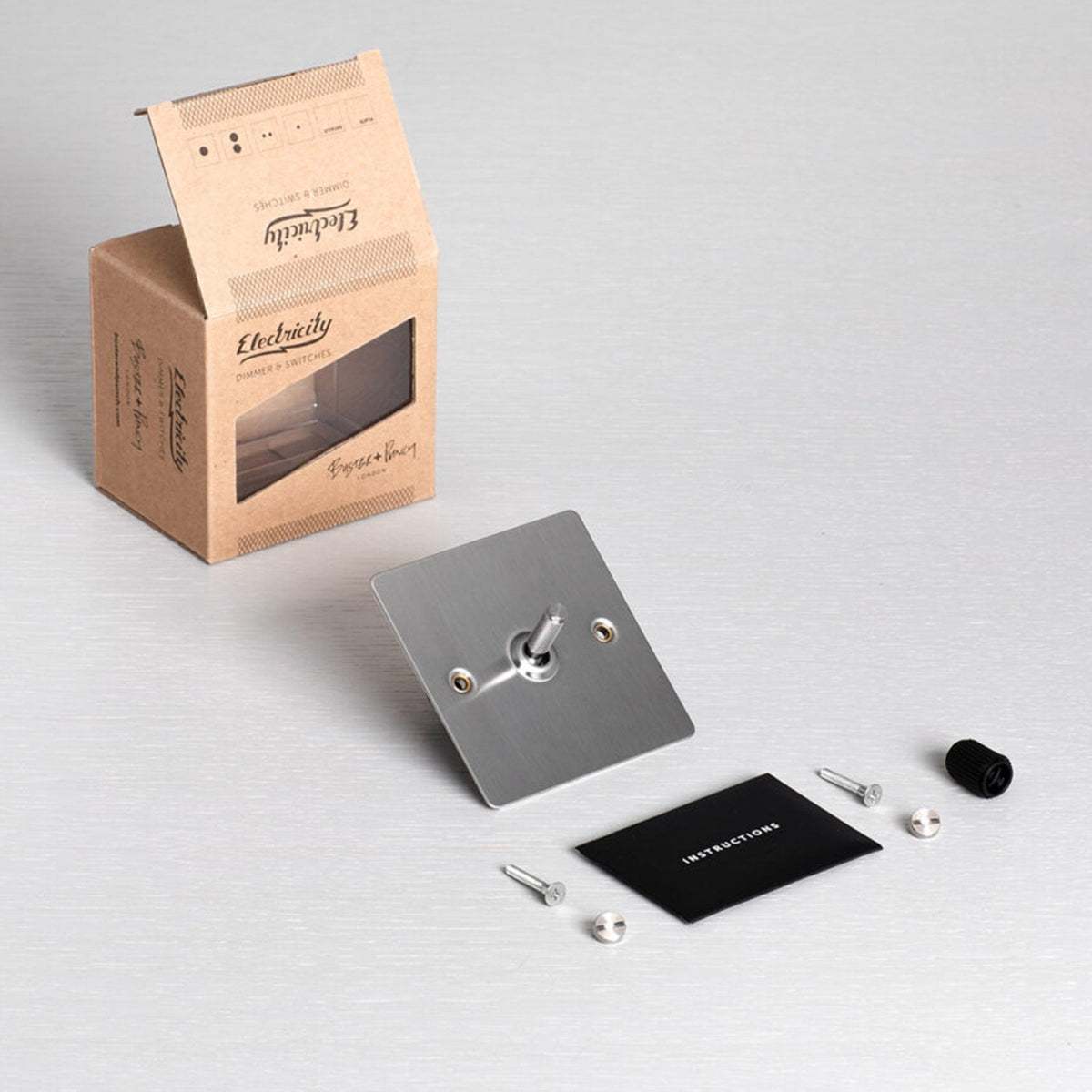 One Gang 3-Way Intermediate Light Switch in Steel with Knurled Toggle