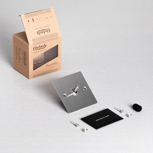 One Gang 3-Way Intermediate Light Switch in Steel with Knurled Toggle