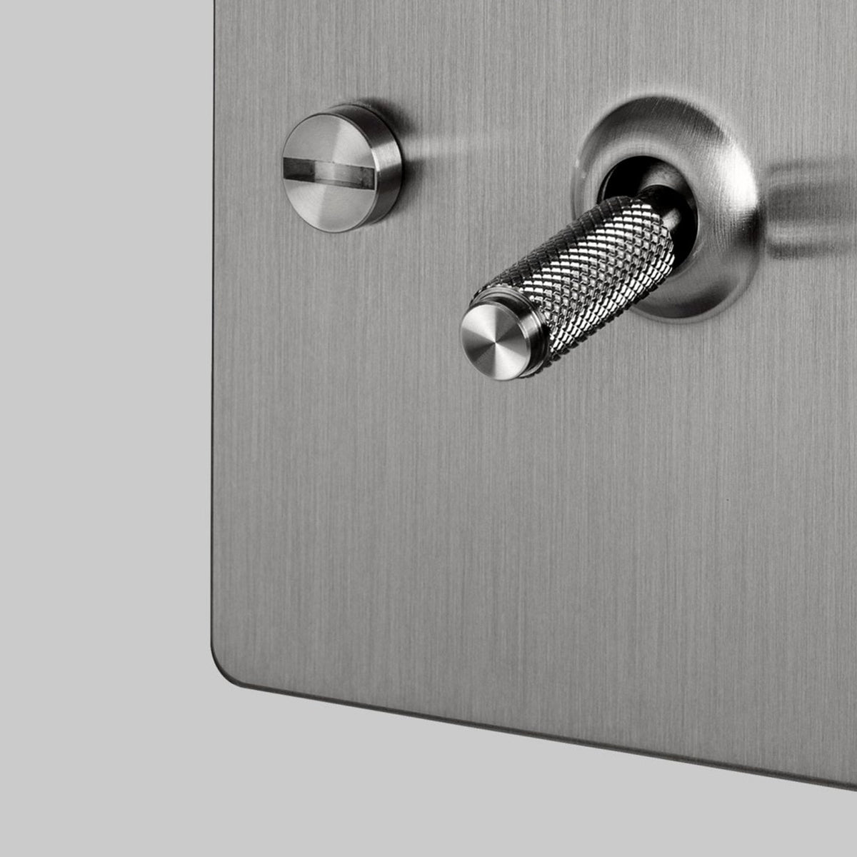 One Gang 3-Way Intermediate Light Switch in Steel with Knurled Toggle