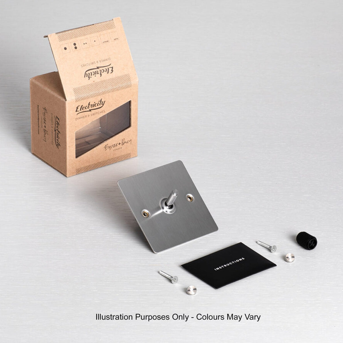 One Gang 3-Way Intermediate Light Switch in Steel & Brass with Knurled Toggle