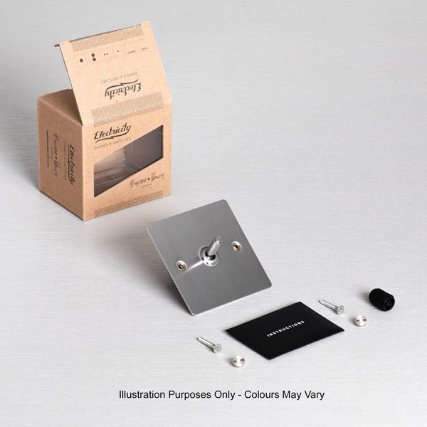 One Gang 3-Way Intermediate Light Switch in Steel & Brass with Knurled Toggle