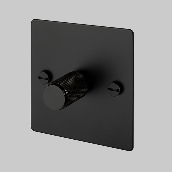 One Gang 2-Way Dimmer Light Switch in Black with Knurled Knob