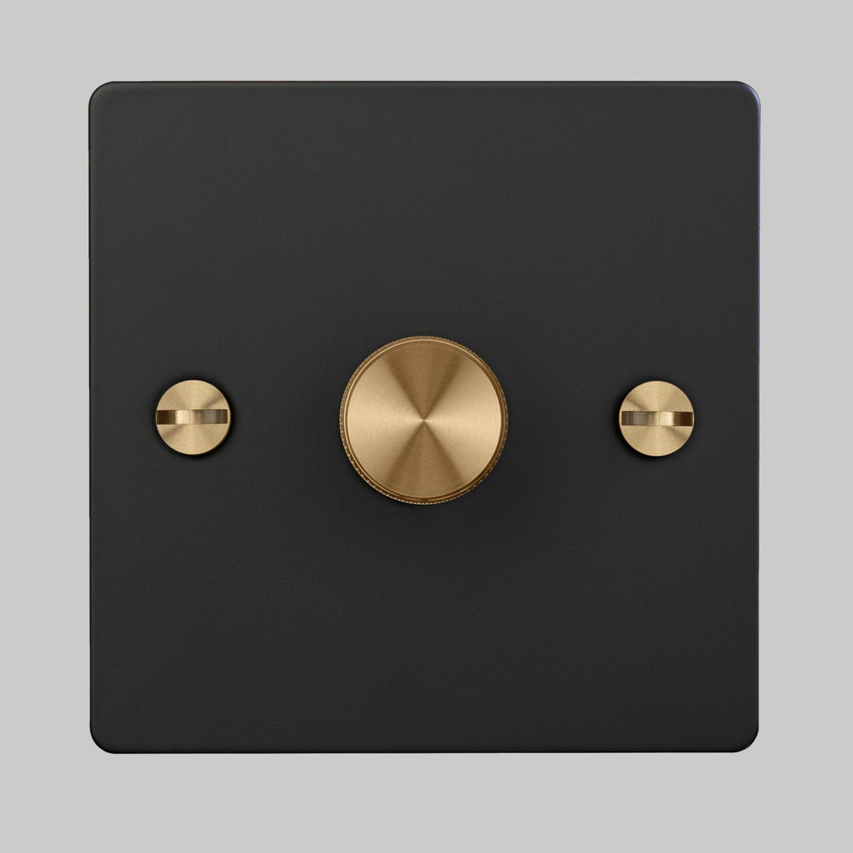 One Gang 2-Way Dimmer Light Switch in Black & Brass with Knurled Knob