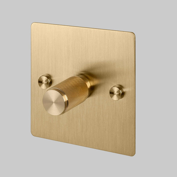 One Gang 2-Way Dimmer Light Switch in Solid Brass with Knurled Knob