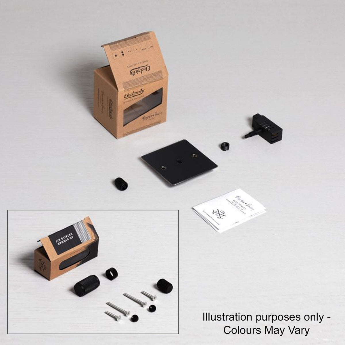 One Gang 2-Way Dimmer Light Switch in Black with Knurled Knob