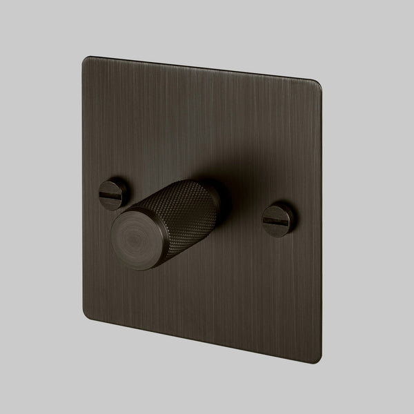 One Gang 2-Way Dimmer Light Switch in Smoked Bronze with Knurled Knob