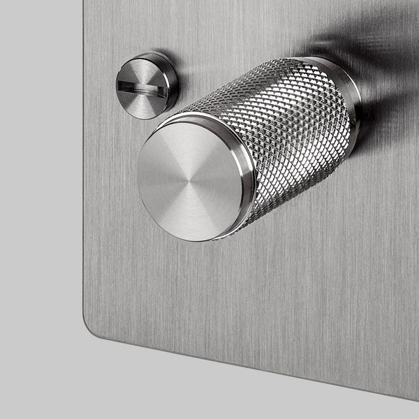 One Gang 2-Way Dimmer Light Switch in Steel with Knurled Knob