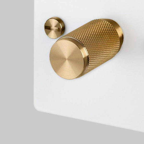 One Gang 2-Way Dimmer Light Switch in White & Brass with Knurled Knob
