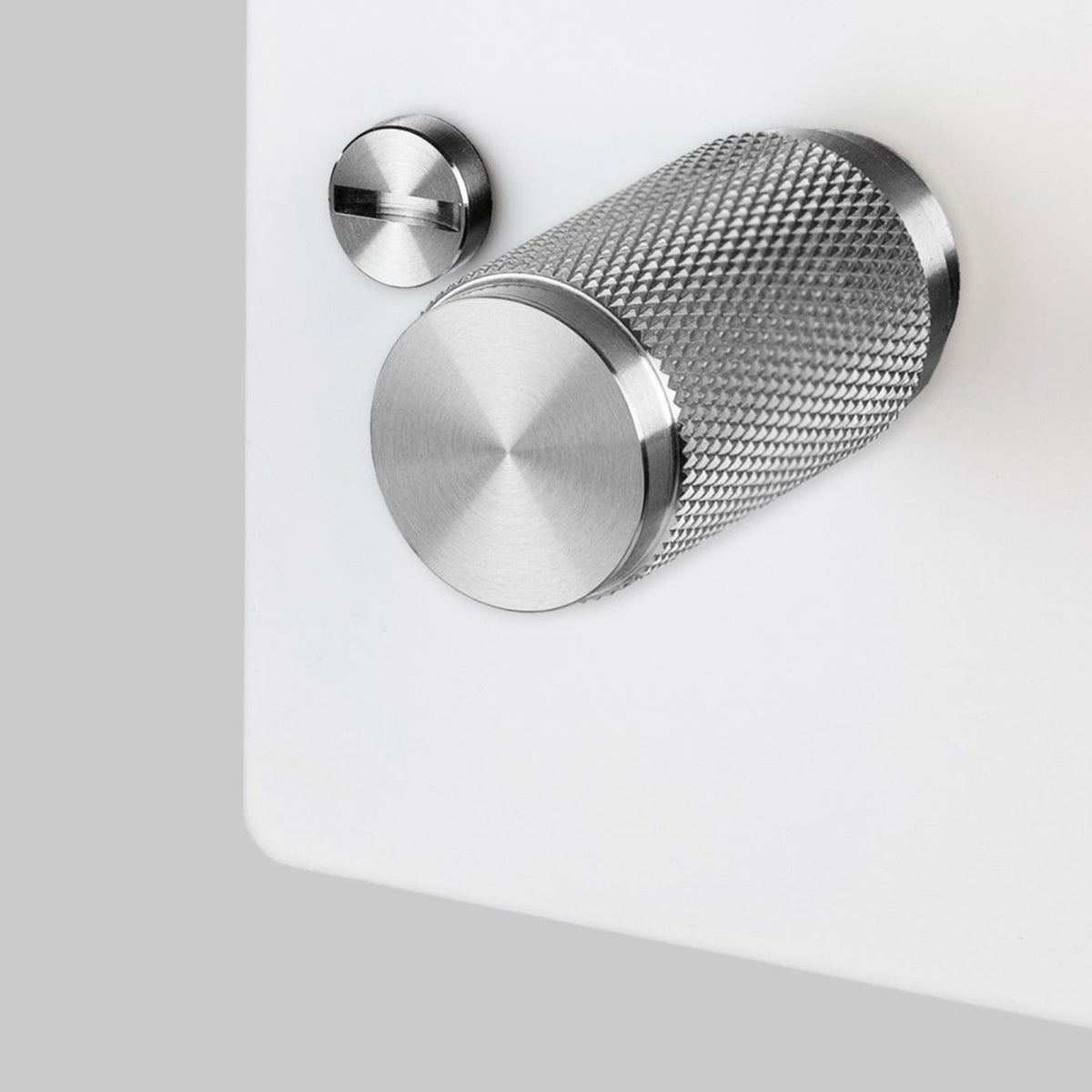 One Gang 2-Way Dimmer Light Switch in White & Steel with Knurled Knob