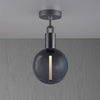 Forked Ceiling Light in a Gun Metal Finish with Medium Smoked Globe