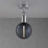 Forked Ceiling Light in a Steel Finish with Medium Smoked Globe