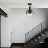 Forked Shade Ceiling Light in a Gun Metal Finish with Medium Opal Globe