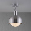 Forked Shade Ceiling Light in a Steel Finish with Medium Opal Globe