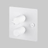 Two Gang 2-Way Dimmer Light Switch in White with Knurled Knobs