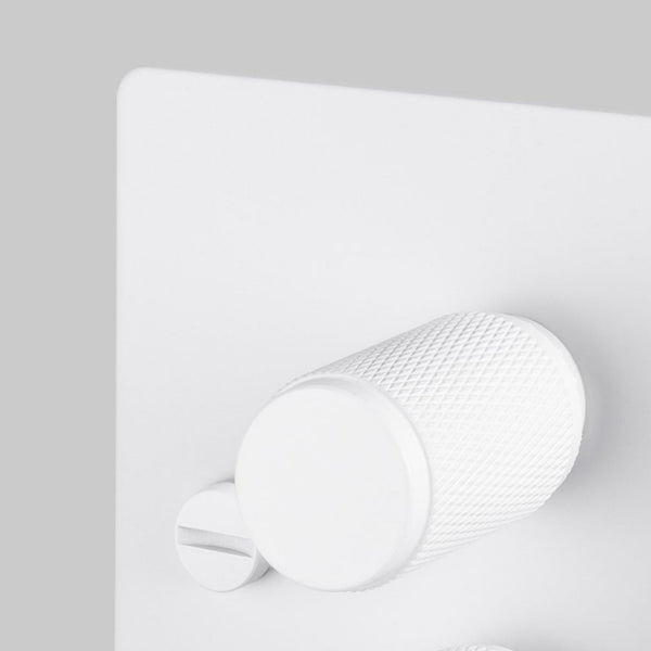 Two Gang 2-Way Dimmer Light Switch in White with Knurled Knobs