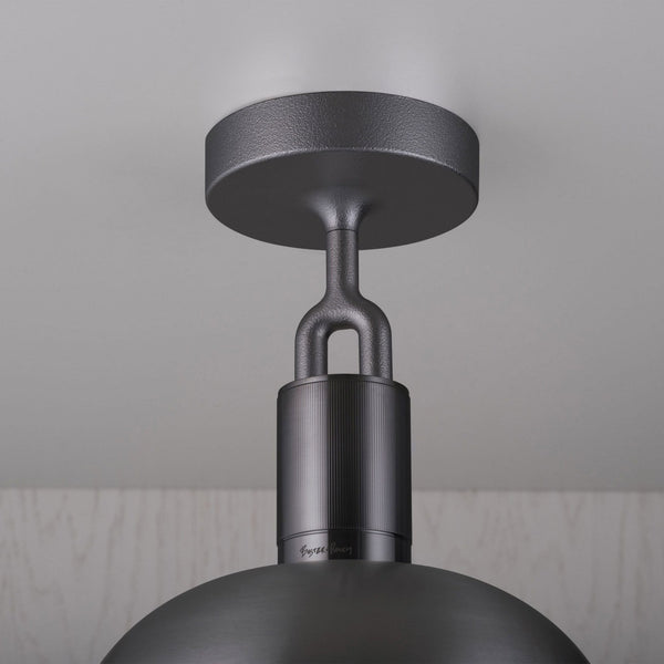 Forked Shade Ceiling Light in a Gun Metal Finish with Medium Smoked Globe