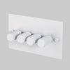 Four Gang 2-Way Dimmer Light Switch in White with Knurled Knobs