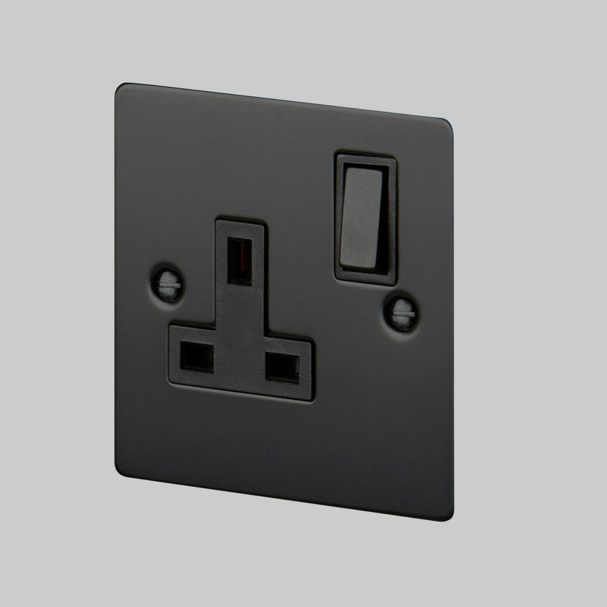 One Gang 13 Amp Switched Plug Socket In Black