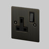 One Gang 13 Amp Switched Plug Socket In Smoked Bronze