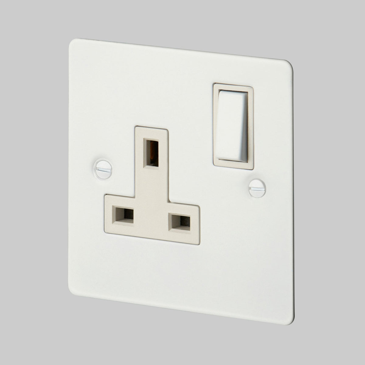One Gang 13 Amp Switched Plug Socket In White