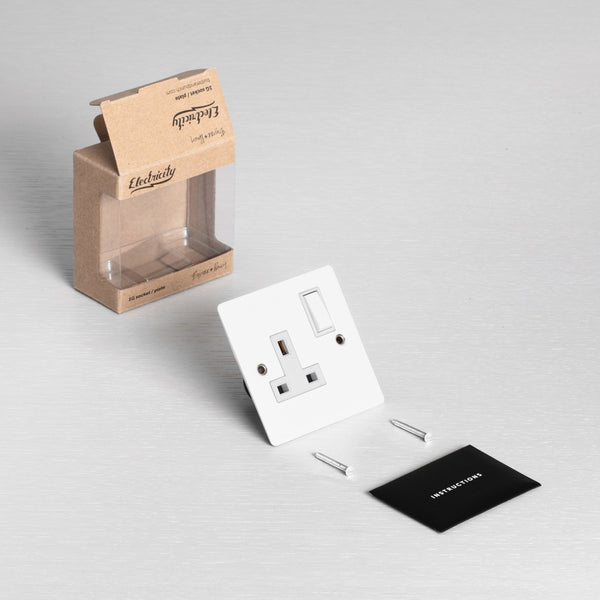 One Gang 13 Amp Switched Plug Socket In White
