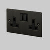 Two Gang 13 Amp Switched Plug Socket In Smoked Bronze