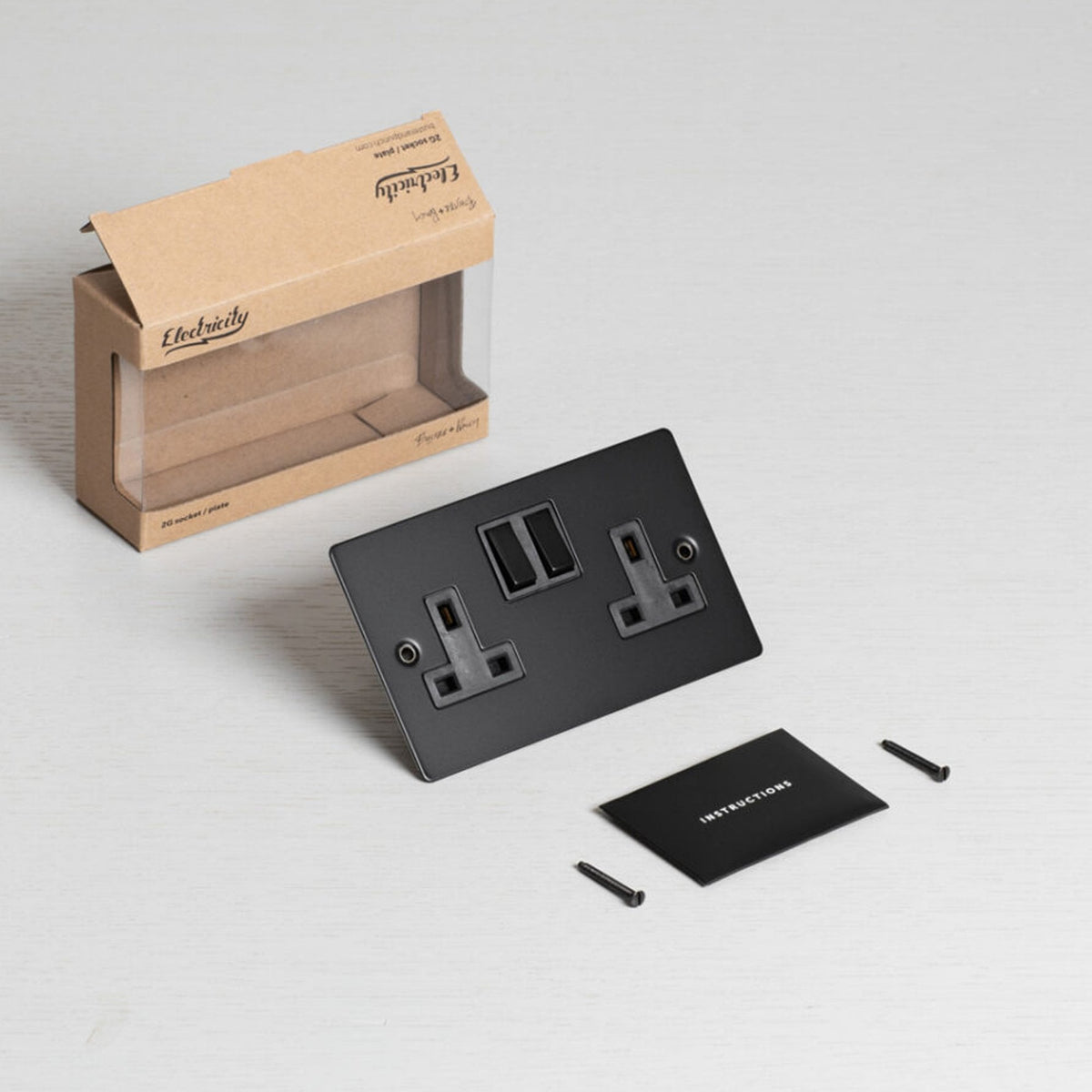 Two Gang 13 Amp Switched Plug Socket In Smoked Bronze