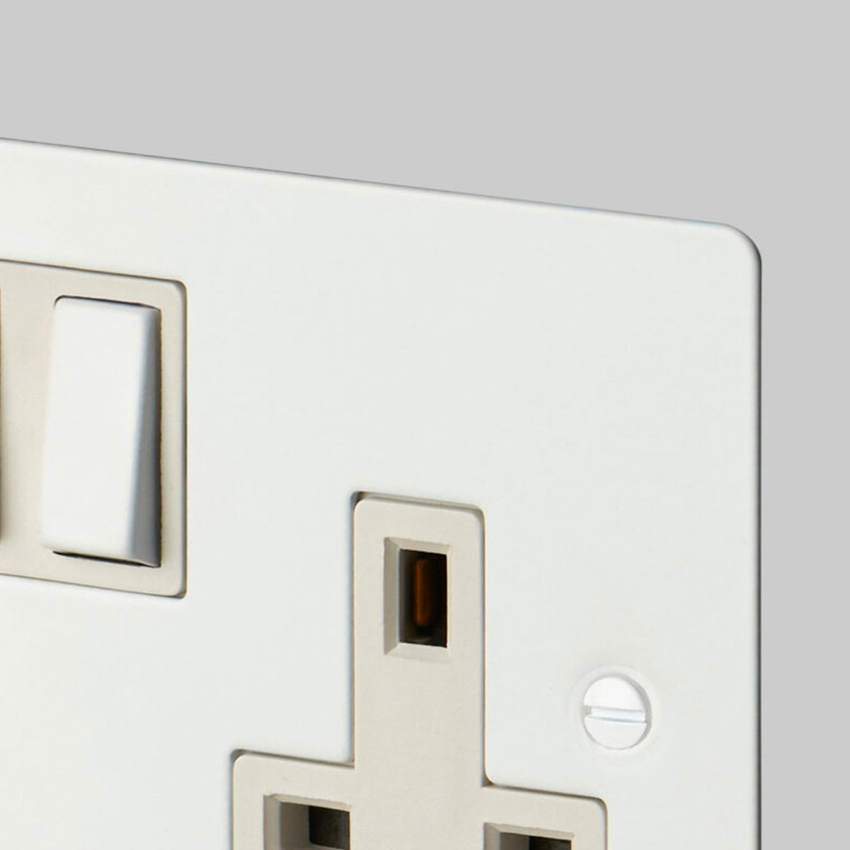 Two Gang 13 Amp Switched Plug Socket In White